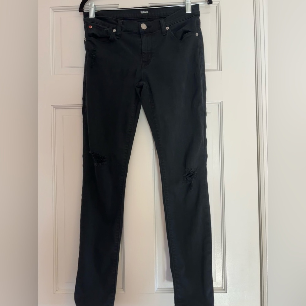 Hudson Women’s “Krista Ankle Super Skinny” Black Jeans